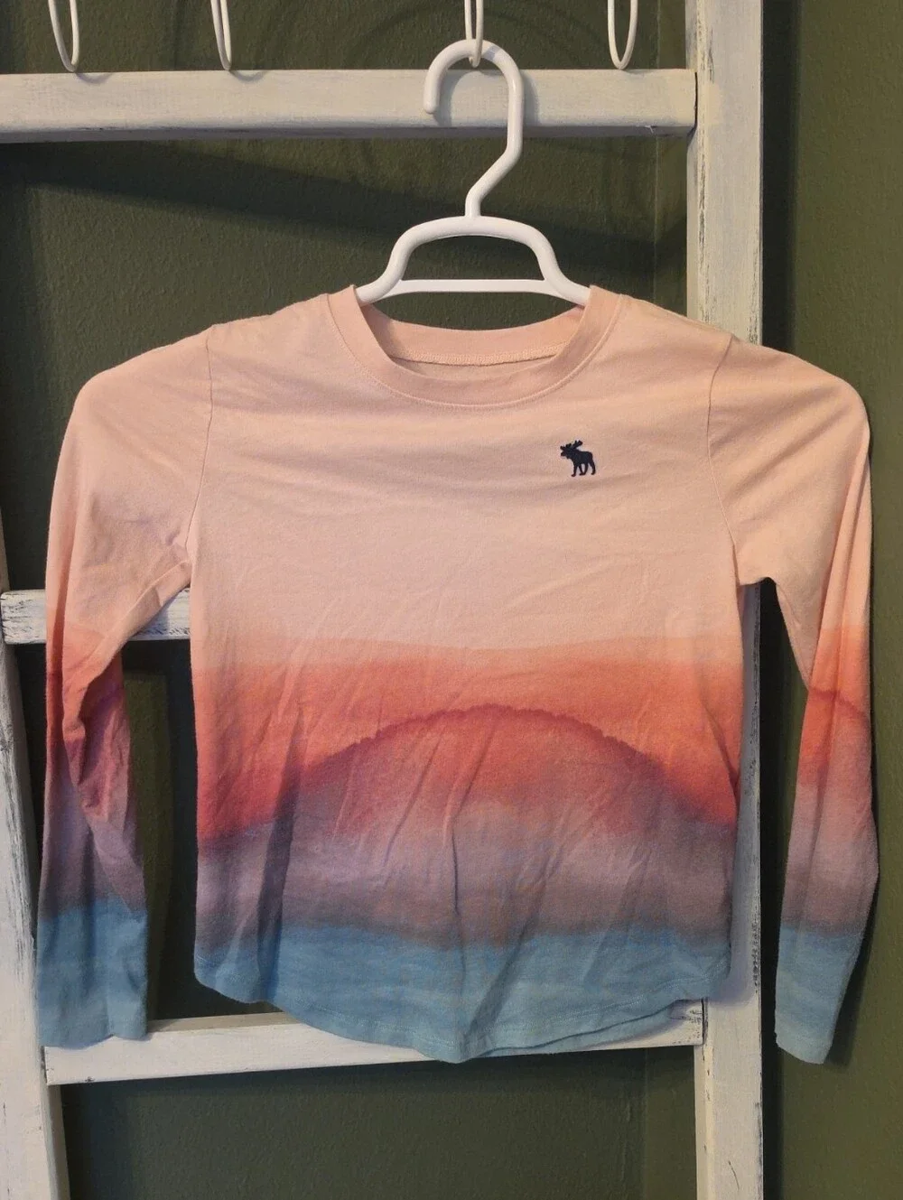 Abercrombie kids peach, coral and blue ombre long sleeve tee